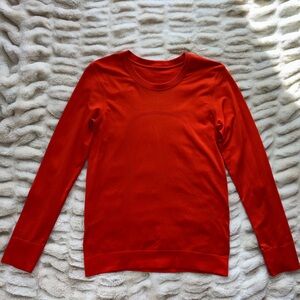 Lululemon women's swiftly tech long sleeve top, orange, size 6
